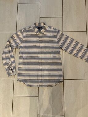 Men's Striped Button-Up Shirt - Blue & Cream
